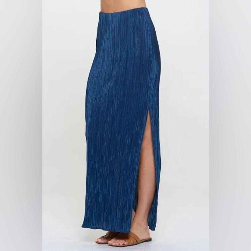 Renee C. Women's Plisse Maxi Skirt with Slit, Size XS